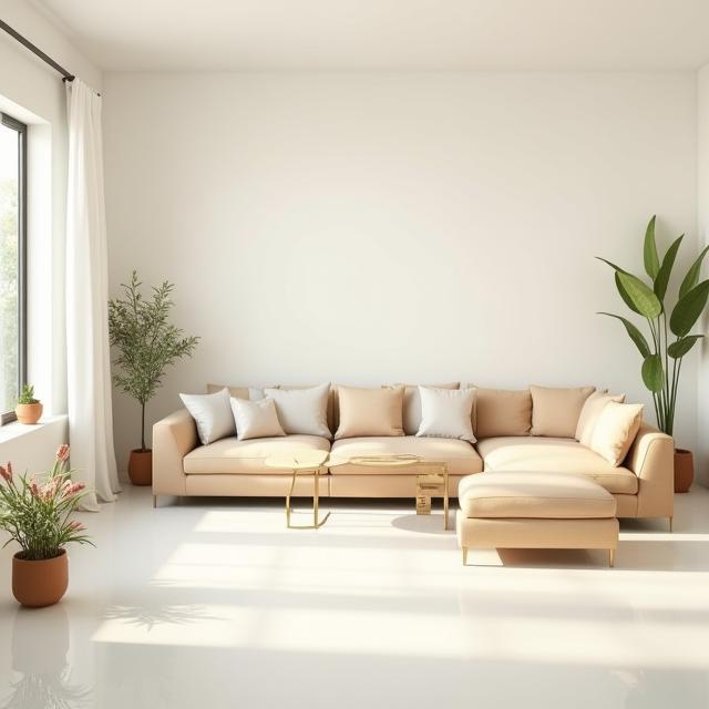 Pristine living room after residential cleaning